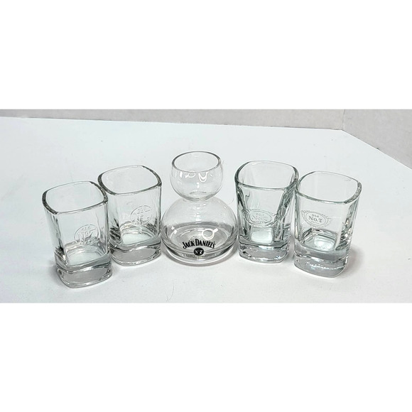 Jack Daniels Collectors Shot Glass Set of Five 5 Water Over Whiskey Shooter 2001 - Picture 5 of 5
